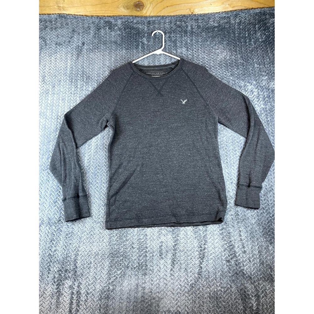 American Eagle Outfitters Thermal Shirt Mens Large Gray Vintage Fit Waffle Knit